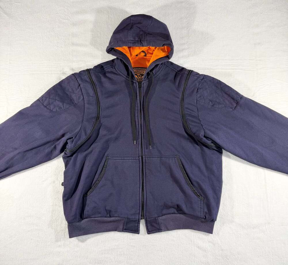 Milwaukee Leather 4XL Armored Kevlar Reinforced Motorcycle Zip-Up Hoodie